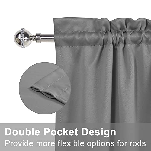 Xwzo Door Curtains For Door Window, Thermal And Room Darkening Curtains For French Door, Rod Pocket Blackout Curtains For Kitchen, 25 X 40 Inches Long, Grey, 1 Panel #TOP2