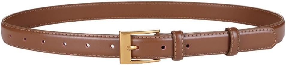 Needle Buckle Belt Women's Genuine Leather Matching Skirt Suit Belt Women's Matching Jeans Waistband Cowhide Belt(White-Patch Five-Pointed star4)