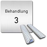 Türschilder24 XXL Schild - Türschild • 125 x 125 mm • Behandlung - Behandlungsraum • 1,5 mm Aluminium Vollmaterial • 100% Made in Germany (Beahndlung 3 + Abstandshalter)