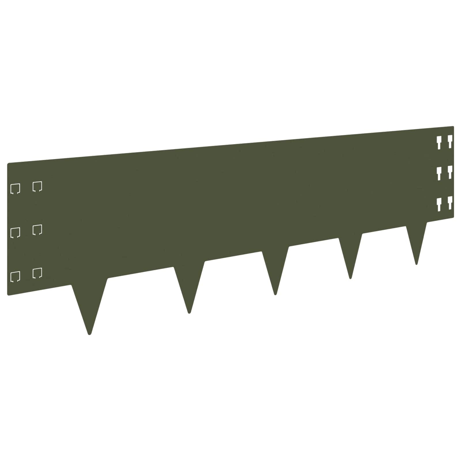 Lot de 20 bordures de gazon 100 x 30 cm en acier vert olive