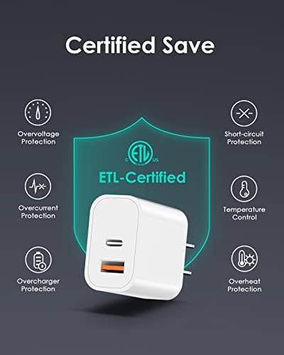 [4 Pack] 20W USB C Charger Block Fast Charging Multiport Adapter - 4