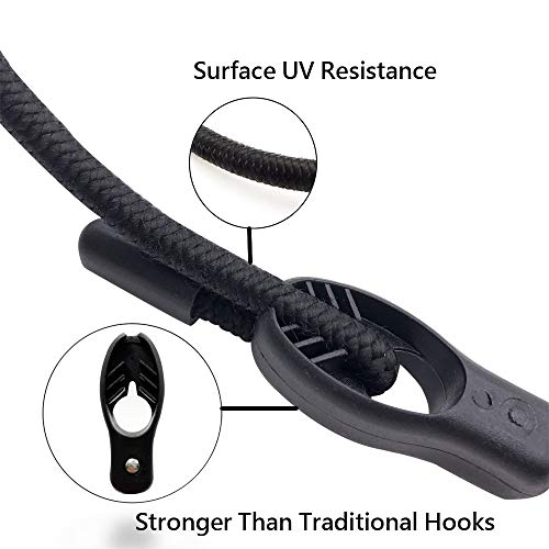 Heavy Duty Adjustable Elastics Stretch Lock Shock Bungee Cords Rope With Pvc Coated Buckle All Black For Motorcycle, Cargo, Camping, Rv, Trailer, Bicycle Carrier Rack, Trunk, ,Luggage (4 Pack) #TOP1
