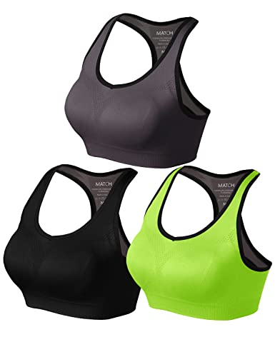 Image of Match Women's Seamless Racerback Sports Bra with Removable Pads Strappy Workout Bra Top for Yoga Gym Running Fitness (New Size)