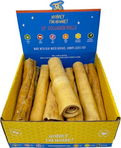Honey I'm Home Natural Honey Coated 10" Buffalo Collagen Rolls, 10 Count