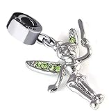 BOLENVI Tinkerbell Fairy Green Swarovski Crystals 925 Sterling Silver Dangle Pendant Charm Bead For Pandora & Similar Charm Bracelets or Necklaces -  Fit Pandora Thomas Sabo Chamilia Troll Etc Gift