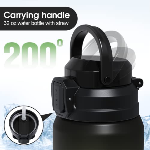 Y&3 32Oz Water Bottle With Straw & Time Marker, Motivational Water Bottle With Handle, Leakproof, Tritan Bpa Free Water Jug, For Fitness, Gym, Outdoor (Black Yellow Gradient) #TOP1