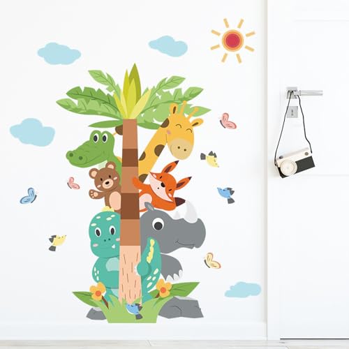 Vinilo decorativo animales caricatura safari jungla para niños miniatura 4