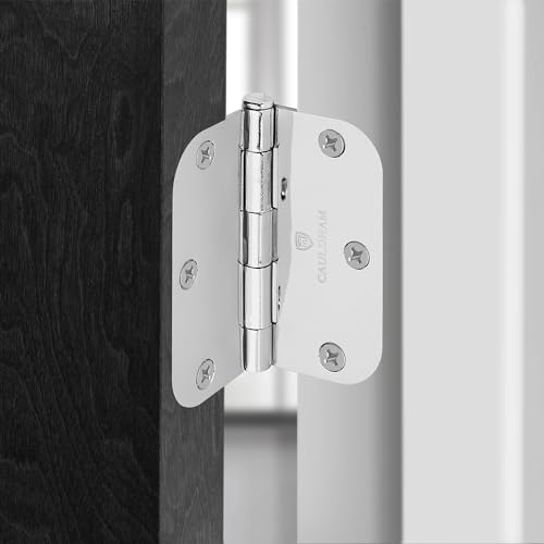 Cauldham (12 Pack) Heavy-Duty 3-1/2\" Interior Door Hinges with 5/8\" Radius Corners - Polished Chrome - Thumbnail 7