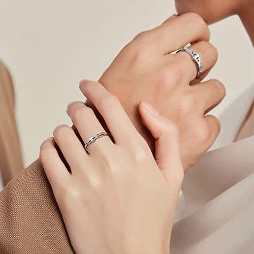 OIDIMS Princess and Knight Couple Ring Promise Love Matching Sets S925 Sterling Silver Crystal Wedding Engagement Open Rings for Women Men Romantic Lover2