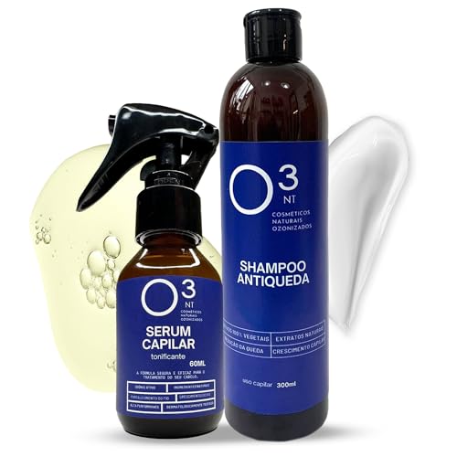 O3NT Kit Shampoo Antiqueda + Sérum Capilar Tonificante - Ozônio Ativo - Tratamento Terapêutico de Al