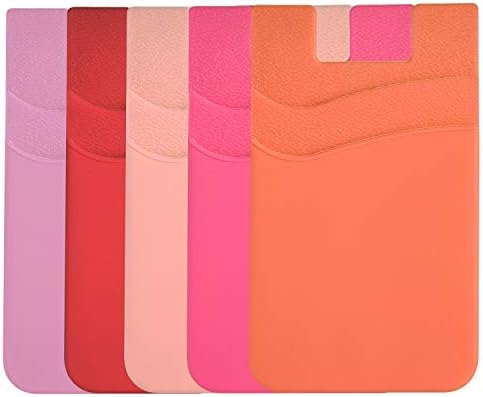 Card Holder for Back of Phone, Pouch Silicone Wallet Sleeve Pocket Stick-on ID Credit Card for All Smartphones