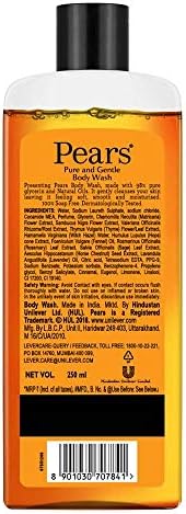 Pears Body Wash (3 x 250 ml) Pure and Gentle Original | Made With Natural Oils and Soap Free | Nourishing Moisturisation and Natural Extracts