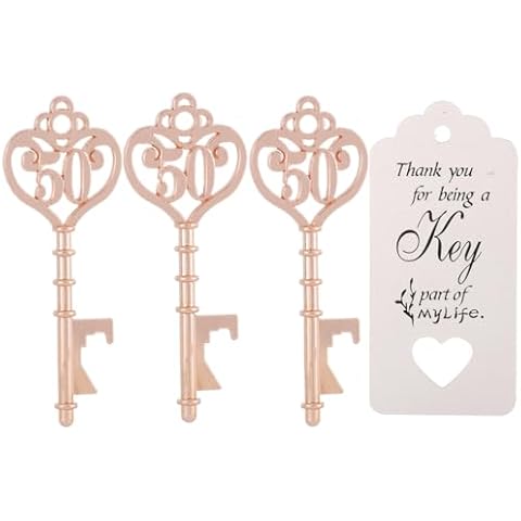 Layseri 24 Pack 50th Key Bottle Opener for 50th Birthday Party Favors 50 Key Beer Bottle Opener Favors Anniversaries Souvenirs Gifts Decoration (24, 50) Cover