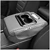 Car Center Console Armrest Pillow, 5-in-1 Armrest Cushion w/ 2 Side Bags, Tissue Box Slot, Cup & Phone Holder, Leather Auto Arm Rest Cover Storage Organizer Gray, Normal