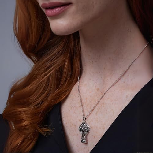 Biddy Murphy Irish Celtic Cross Pendant Necklace for Women, 925 Sterling Silver, Ornate Traditional Jewelry, Small 7/8", 18" Length Chain Made in Ireland3