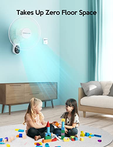 VAGKRI Wall Mount Fan, 16 Inch Fan with 5 Blades, 5 Speeds, 8 Hour Timer, 90° Oscillating Quiet Fan with Remote for Home Office Bedroom Living Room Garage