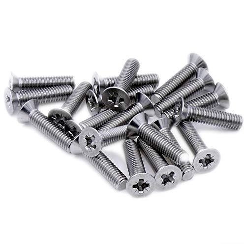M2.5 (2.5mm x 5mm) Pozi Countersunk Machine Screw (Bolt) - Stainless Steel (A2) (Pack of 20)