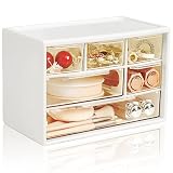Mini Desk Storage Organizer with 6 Drawers, FODIENS Stackable Desktop Craft Drawer Cabinet, Clear St