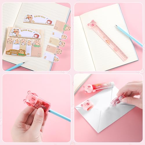 Kogcmeetl Conjunto de artigos de papelaria de capivara fofos, artigos de papelaria japoneses, inclui