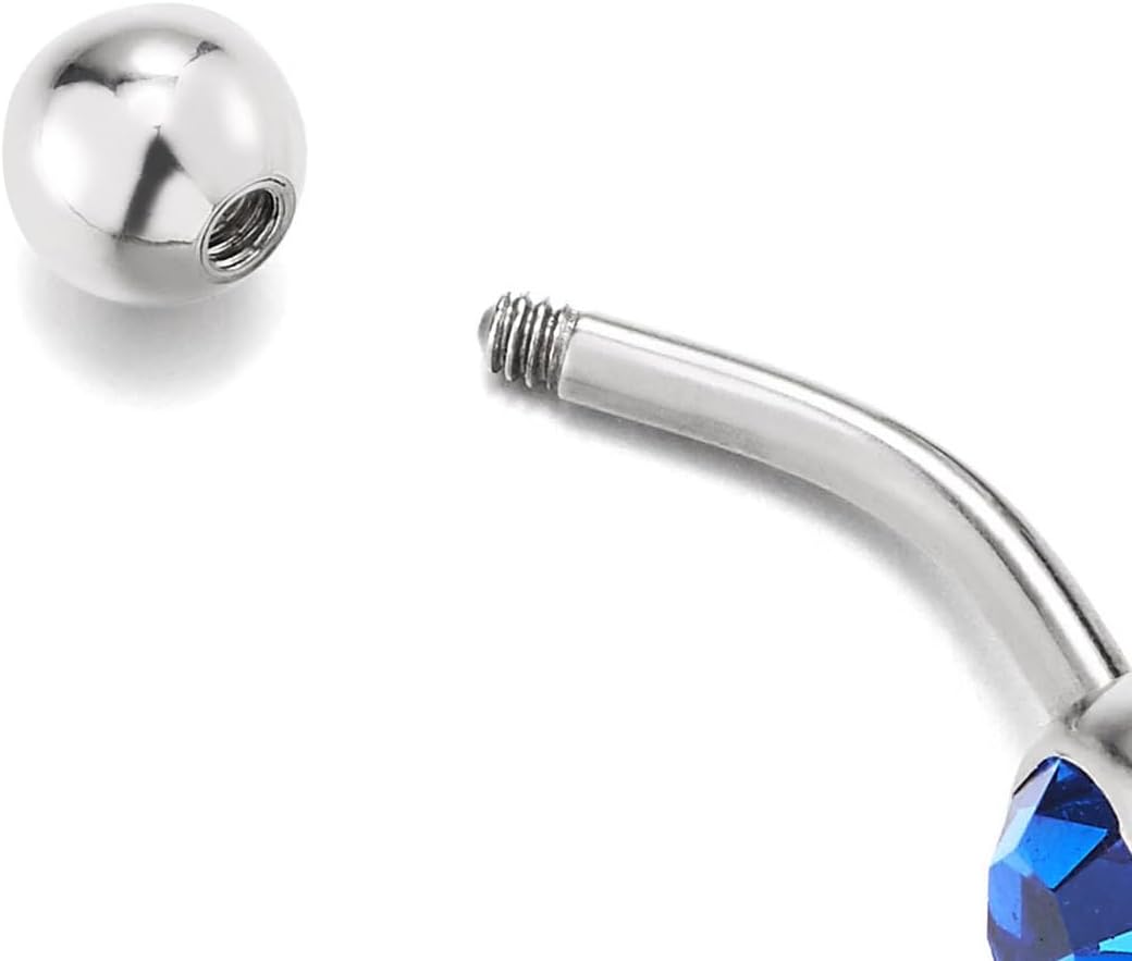 COOLSTEELANDBEYOND Gold Color Belly Button Ring with Purple CZ Gems Dangle Navel Piercing Jewelry for Women - Image 5