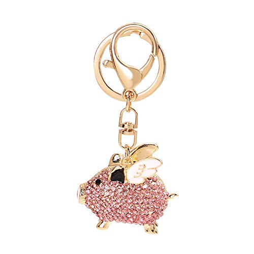 Porte-clés cochon volant incrusté de strass Rose Confortable et écologique Taille M, conforme à...