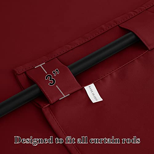 Image of RYB HOME Small Window Curtains - Blackout Insualting Privacy Curtains for Kids Bedroom Kitchen Bathroom Basement Cafe Cabinet Tiers Drapes, 34 Width x 24 Length, 2 Panels, Burgundy Red