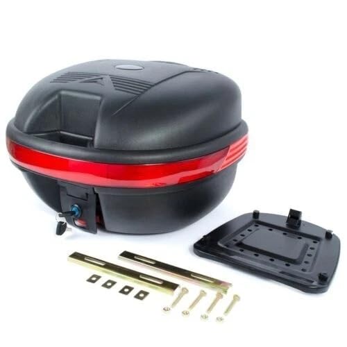 Image of 35L Motorcycle Top Box Motorbike Scooter Rear Luggage Storage Back Case Black