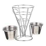 wrtgerht Pommes-Frites-Ständer, Kegelkorb, Frittierhalter mit Saucenlöffel, Metallkegel, Snack, gebratenes Küken, Präsentationsständer, Drahtständer for KitcheRestaurant Party Supplies Küchengeräte