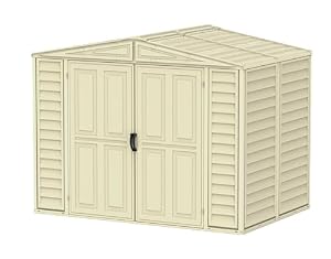 Duramax DuraMate 8 x 6 (3.85 m²) Kunststoff gerätehaus mit Metallfundament set, robuster Metalldachkonstruktion, wartungsfreier Vinylüberdachung, Vinylschuppen, Elfenbein