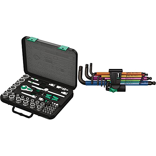 Wera - 5003594001 8100 Sb 2 Zyklop 3/8" Metric Ratchet Set (Piece Of 43) & Tools 05073593001 950 Spkl/9 Sm N Sb Long Arm Hex Key Set, One Size, Multi #TOP15