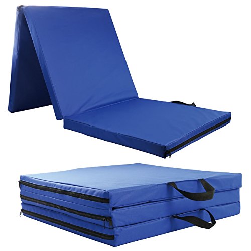 Folding Exercise Floor Mat Dance Yoga Gymnastics Training Home Judo Pilates Gym (Blue)