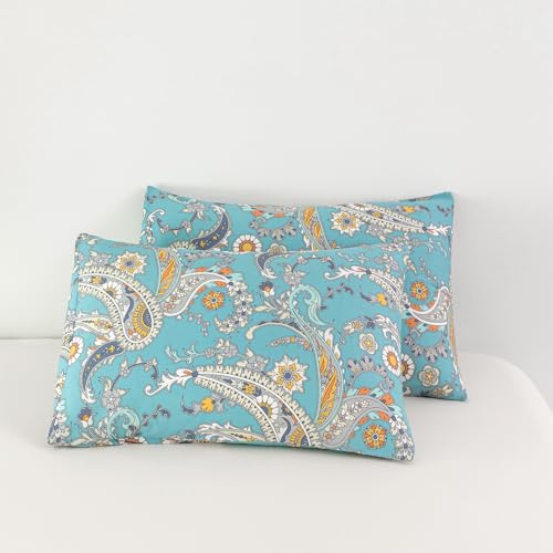 Susybao SZJRQC2023120702CA 100% Cotton Pillowcases Set Of 2 Queen Size Boho Paisley Patterned Pillow Cases Envelope Closure End Bohemian Floral Bed Pillow Covers Flower Pillow Protectors Soft thumb #2