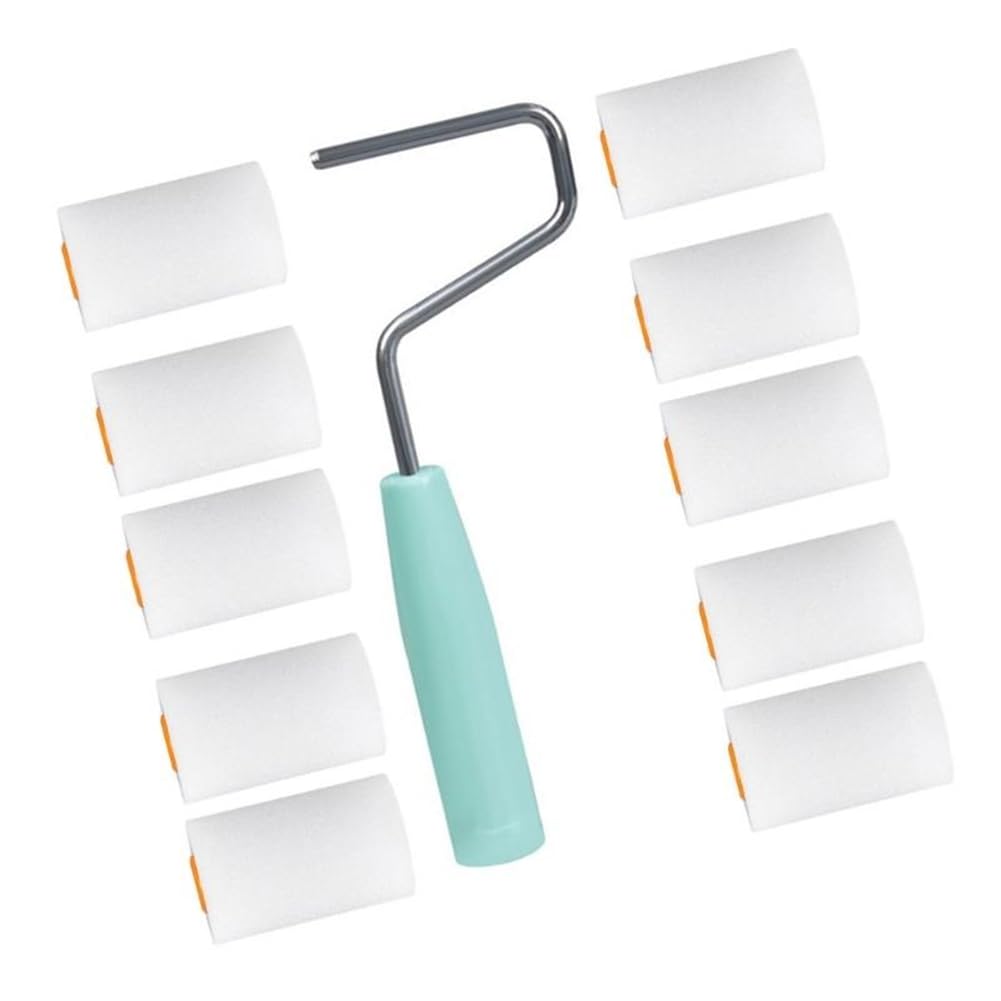 Jnchdghwa Reusable Sponge Roller Set 652F with Finger Support 10 Brushes Foam Paint Cleaning Equipment 2 Inches
