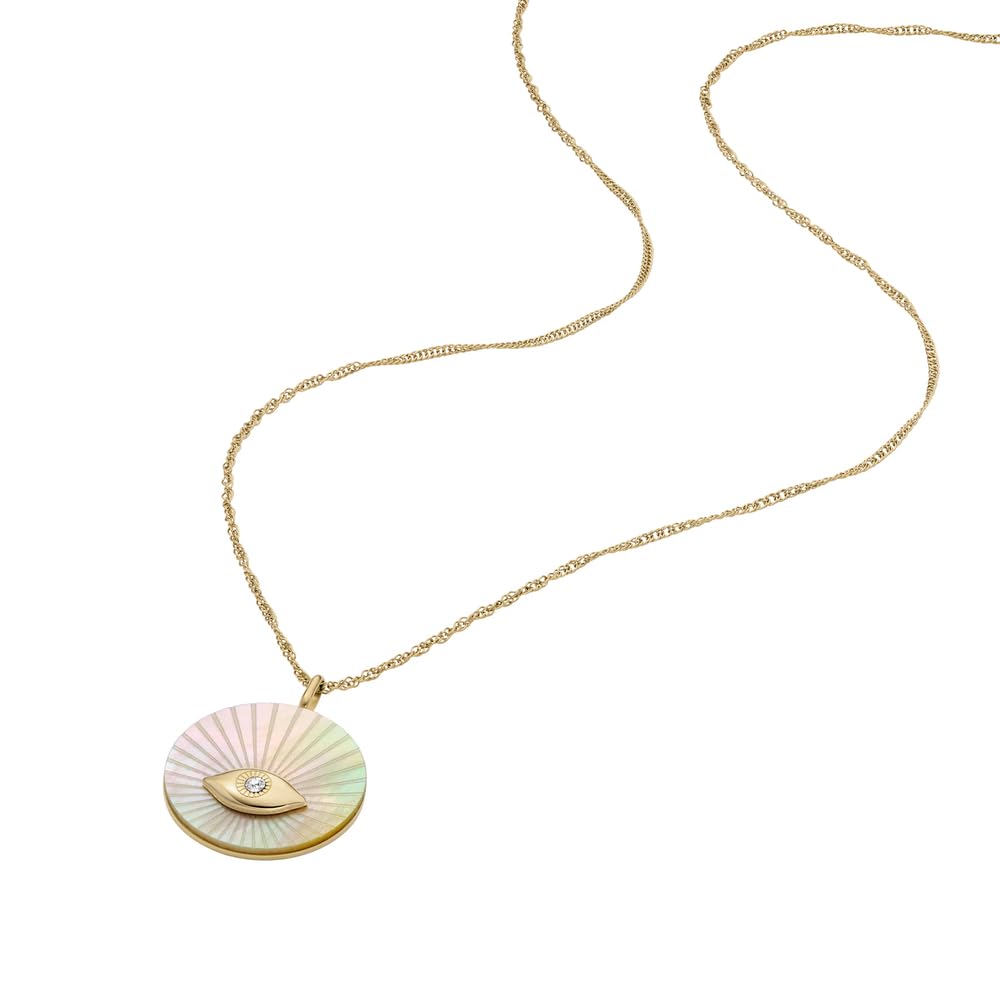 FOSSIL Women's goldfarbene Edelstahlkette mit Karabinerverschluss Runde Halskette mit Anhängern