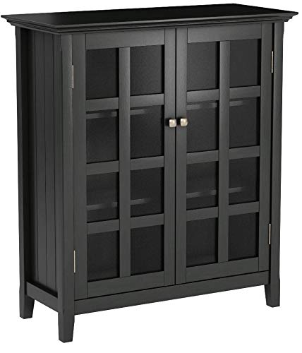 Simpli Home Acadian Solid Wood 39 inch Wide Rustic Medium Storage Cabinet in Black