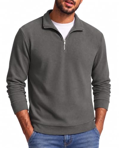 Image of iClosam Mens Sweatshirts Fleece Quarter Zip Jumper Long Sleeve Active Sweat