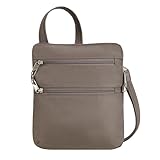 Travelon Anti-theft Classic Slim Double Zip Crossbody, Hazelnut, One Size, Travelon Anti-theft Classic Slim Double Zip Crossbody
