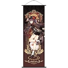 Genshin Impact Wall Scroll Poster Merch Anime Poster Hanger Reel Wall Decor Home Decoration 27.5 X 9.8 Inch Hu Tao