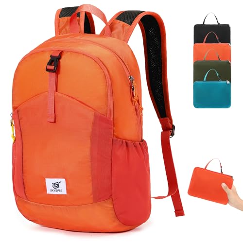 SKYSPER Faltbarer Rucksack RFID-Schutz, 20L kleiner Rucksack Wanderrucksack Damen Herren Tagesrucksack für Reisen Wandern