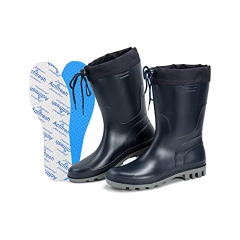 CLUB4BRANDS Men's garden boots | Long shaft rubber boots | Rain boots with nylon cuffs and lacing | Wellington boots with extra Kaps Actifresh insoles | Made in Italy (44 EU / 9.5 UK - Navy) Cover