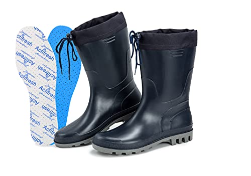 CLUB4BRANDS Botas de Jardín para Hombre | Botas de Agua de Caña Alta| Botas de lluvia con Bordes de Nylon y Cordones | Botas de Agua con Plantillas Actifresh | Fabricadas en Italia (41 EUR - Azul) Cover