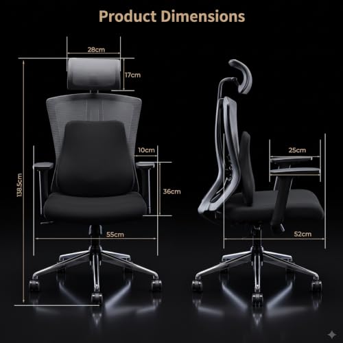 Image of ValorX USA Summit 2026 Ergonomic High Back Office Chair | Orthopedic Memory Foam Back Cushion | Smart Tilt-Lock Mechanism | Breathable Italian Mesh | 3D Armrest | 3 Year Warranty | Black & Grey