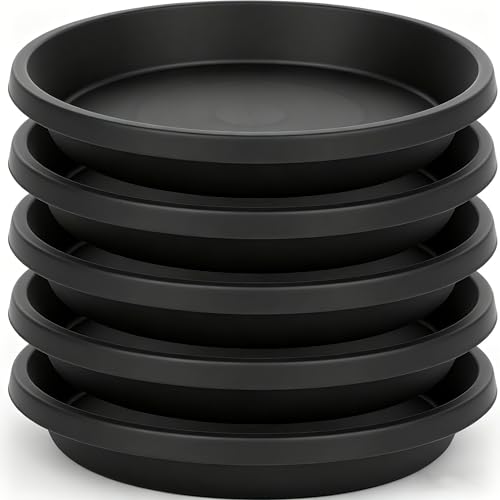NIMYAU Plant Saucer 6 Inch 5 Pack Heavy Sturdy Plant Trays 8 10 12 14 16 18 20 Inch Plant Water Catcher Tray for Plants Plastic Plant Saucers for Indoors no Holes for Pots (6 inch