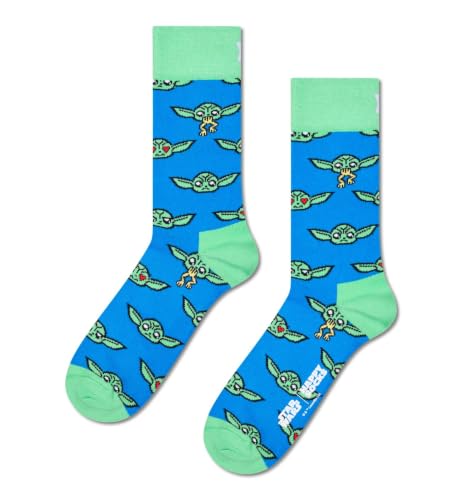 Happy Socks STAR WARS Grogu Mood Baumwolle Socken Damen Herren Blau Grün 36-40
