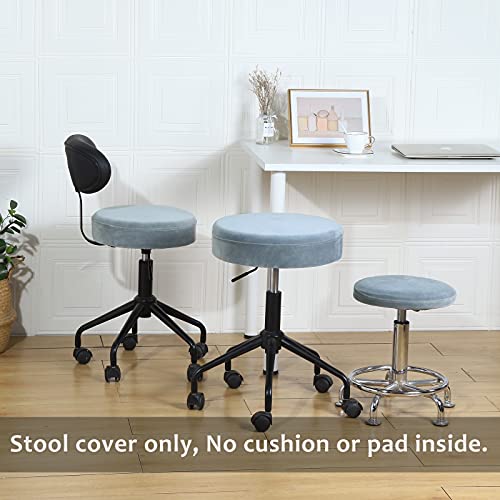 Image of SINOSSO Round Vanity Bench Covers Set of 4, Dia.(13 inch- 15.5 inch) Super Soft Velvet Stretch Washable Bar Stool Slipcover Seat Protector, (Round, Dark Grey, 4 Counts)