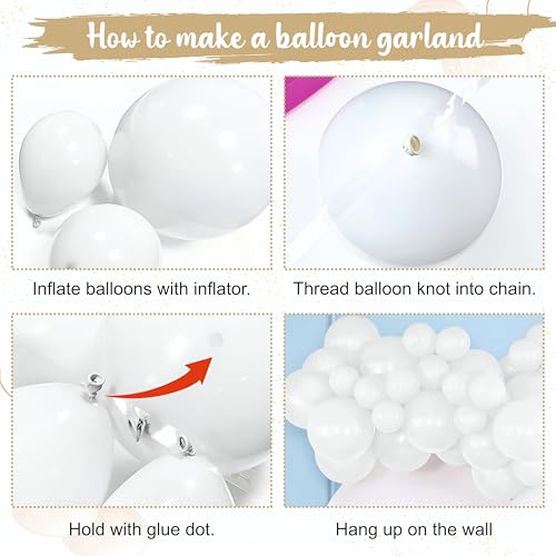 Image of White Balloon Garland Kit, 35 Pieces, Decorative Arch, for Birthday and Anniversary Decoration, Home Decoration,weddings, and corporate events