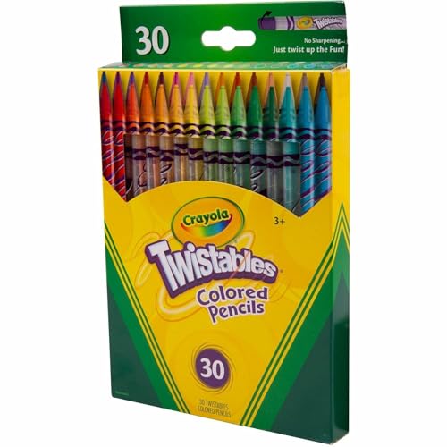 Crayola Twistables Colored Pencils for Kids 30 Count, Always Sharp Color Pencil Set for Coloring Books, No Sharpening/Peeling Needed, Safe & Non-toxic, Ages 3+, Protected Color Core, Premium Materials