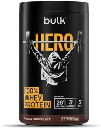 Bulk Hero Whey Protein Powder | Double Chocolate | 26 Servings | 26g Protein + 3g Creatine | 5g BCAAs | Low Sugar | Fast Absorption | Isolate, Hydrolysed &amp; Concentrate Blend Generico - integratore