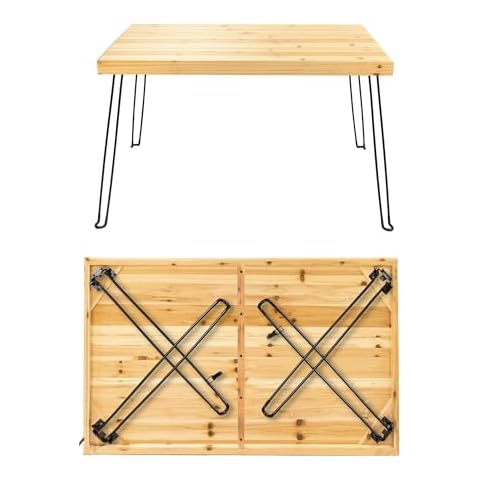 Sleekform Wooden Folding Dining Table for 4 - Farmhouse Kitchen Table with Collapsible Hairpin Legs - Small Foldable Dining Room Table for Small Spaces - 4 ft Portable Wood Kitchen Table - Birch Cover