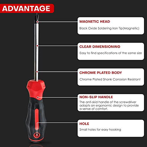 Image of YY 8-Piece Assorted Screwdriver Set (PH #1 X 3 inch, PH #2 X 4 inch, 3 /16 inch X 4 inch, 1 /4 inch X 4 inch, 5 /16 inch X 6 inch)